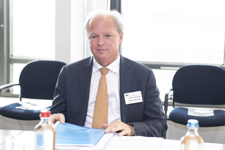 Elisa Ferreira, European Commissioner for Cohesion and Reforms, Janez Lenarčič, European Commissioner for Crisis Management, and Jutta Urpilainen, European Commissioner for International Partnerships, receive Axel van Trotsenburg, Managing Director Of
