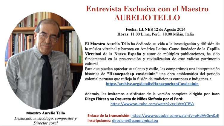 Invitación LUNES 12/VIII: Entrevista al Maestro Aurelio Tello