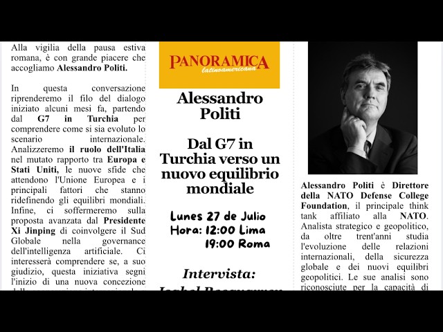 Con Alessandro Politi «Dal G7 in Turchia verso un nuovo equilibrio mondiale»
