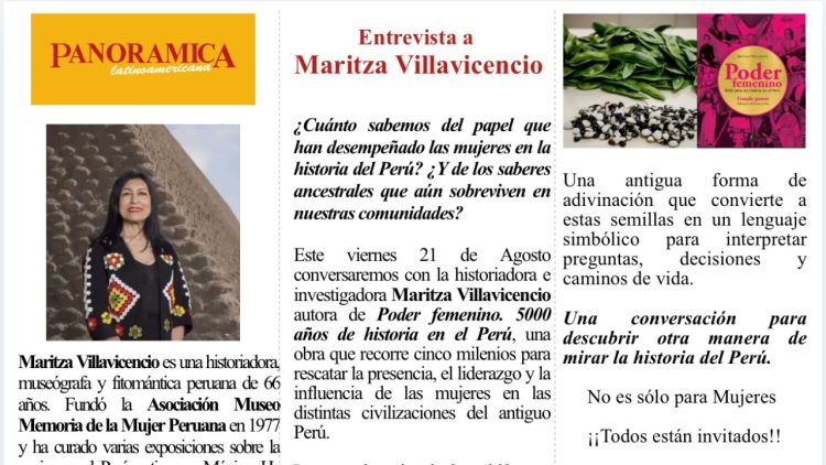 21/ VIII/ 2026 horas 9:30 de Lima. Con Maritza Villavicencio para descubrir otra manera de mirar la historia del Perú