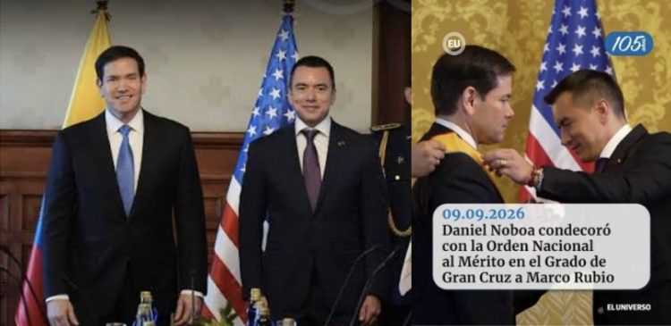 Presidente Noboa condecora a Secretario de Estado Marco Rubio