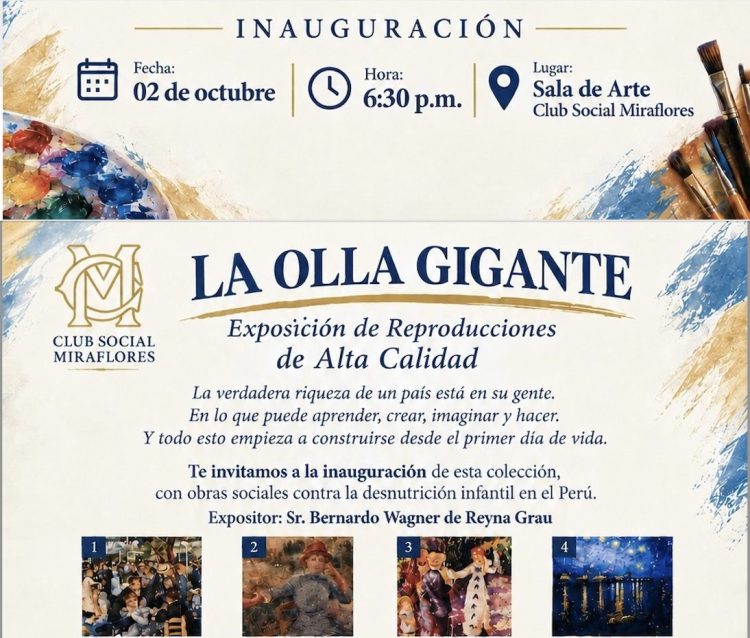 Te invitamos a «La Olla Gigante» 02/X/2026 hora 6:30 p.m. Sala de Arte – Club Social Miraflores